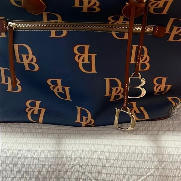 Dooney & Bourke | Bags | Dooney Bourke Blue And Tan Tote Bag  display picture 2